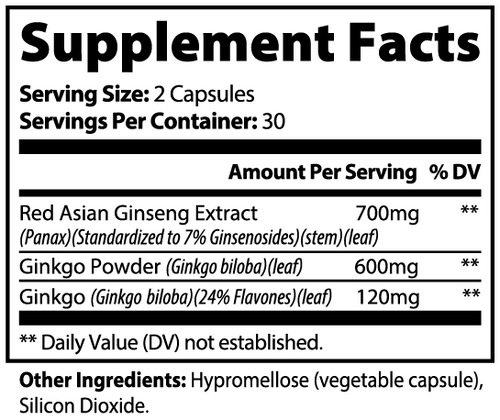 Ginkgo Biloba & Ginseng 60 Capsules